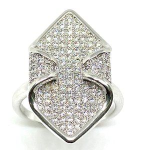 Sterling Silver Micro Pave Cz Cocktail Ring 6''